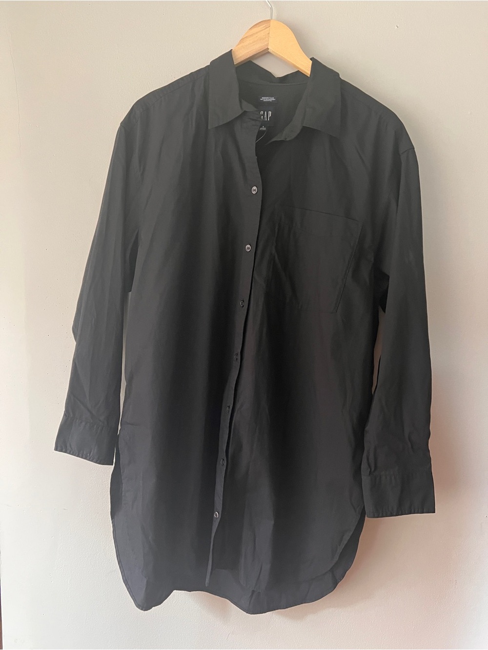 GAP Black Long-Sleeve Button Front Tunic